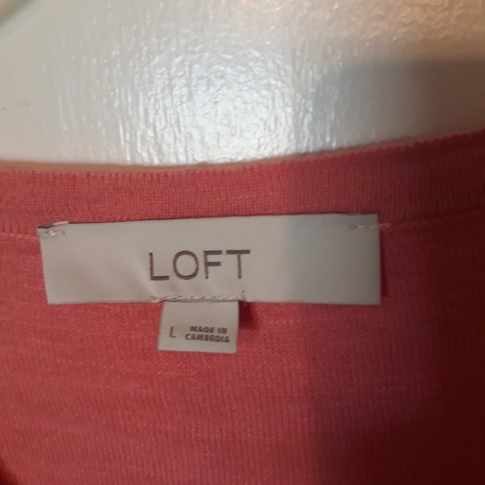 Loft Women Large Tunic Split V Neck Tassel Tie Pu… - image 4